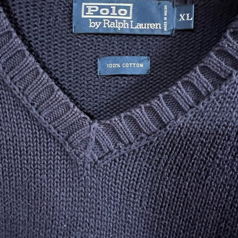 Polo by Ralph Lauren Men's XL Navy Blue Sweater Vest With Red Pony Logo - Picture 2 of 8